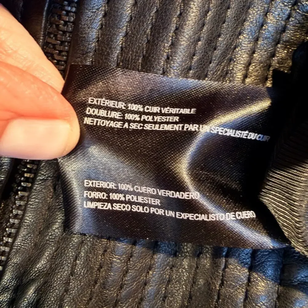 Bernardo Black 100% Leather Motorcycle Jacket - Size Small (4-6)